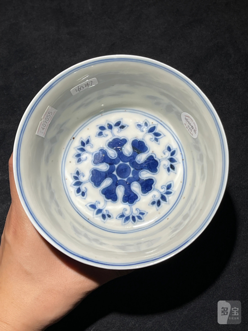 清代 青花花卉纹高足杯 - 图5